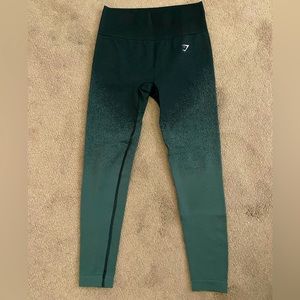 Gymshark black/olive green speckled ombré, size small leggings, 26inch long